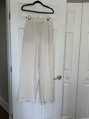 RÓHE Cream Linen Blend Wide-Leg Trousers EU 36